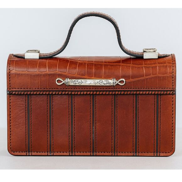 Brighton Croc Embossed Leather Accordion Bag - Picture 4 of 9